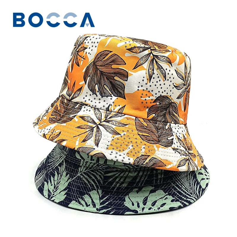 Bocca Coconut Tree Pattern Bucket Hat Printing Fisherman Hats Panama Cap Caps For Men Women Unisex Hawaii Beach Holiday Summer