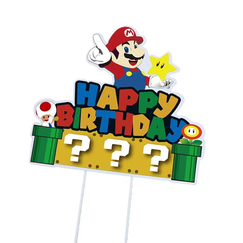 ใหม่ Super Mario Party Supply ทิ้งแบนเนอร์เค้ก Topper การ์ตูน Mario ชุดวันเกิดตกแต่งเด็กวันเกิด Party