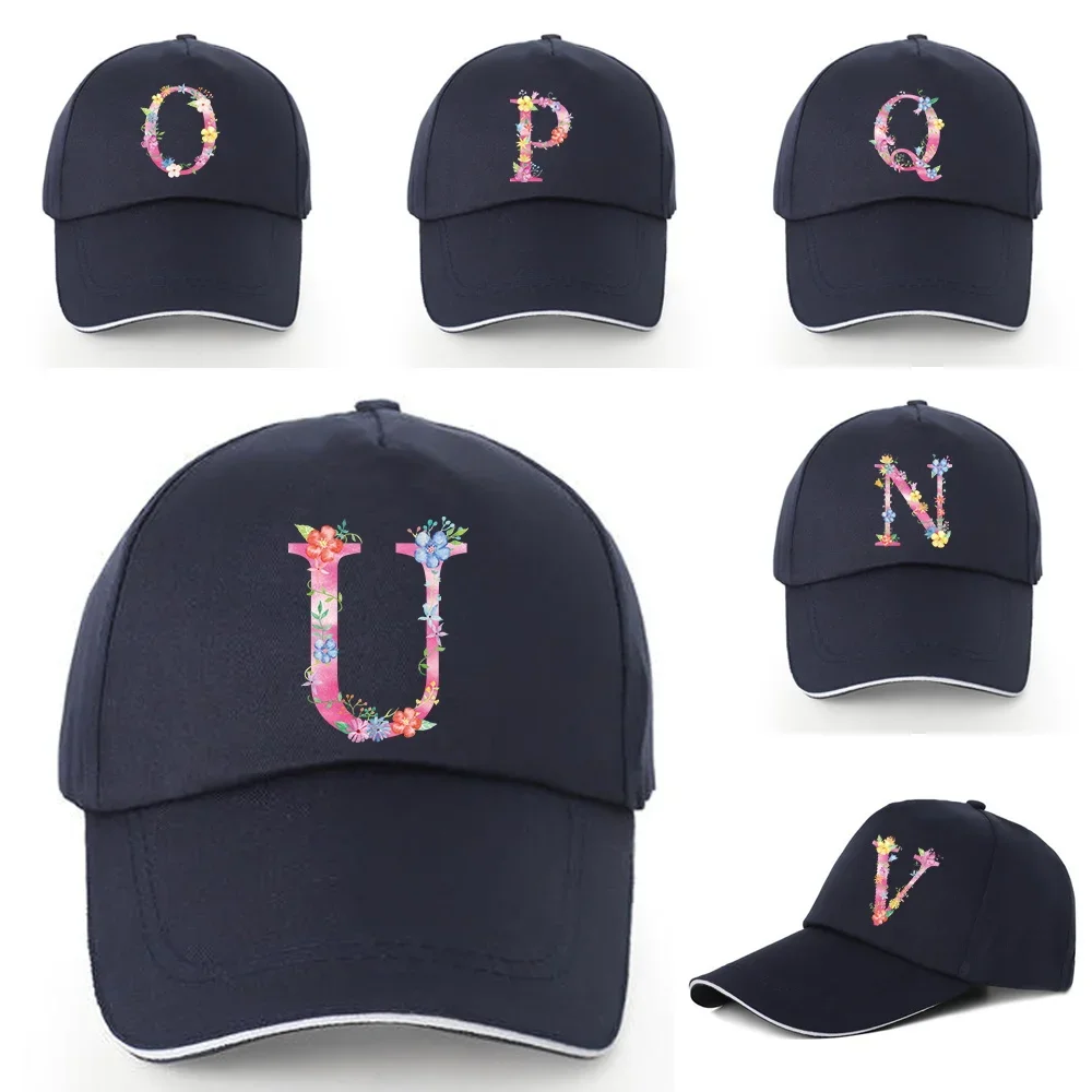 

Men Baseball Cap Pure Cotton Adjustable Back Buckle Hat Pink Letter Print Women Summer Sunscreen Visors Hats Street Hip Hop Caps