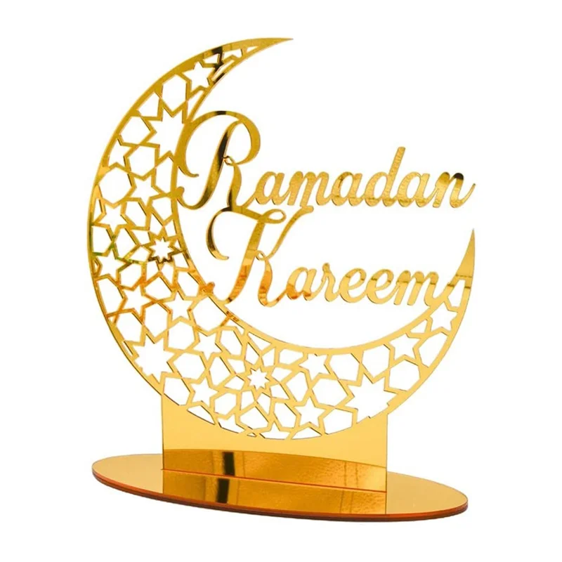 AF93-Acrylic Eid Mubarak Table Decoration, Ramadan Moon Night Light, Ramadan Mubarak Decoration, Moon Star Ramadan