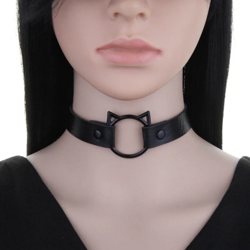 

Decopunk Dark Gun Black Punk Gothic Tide Individuality Simple Cortex Choker Pendant Adjustable Cat Head In Vogue Garland