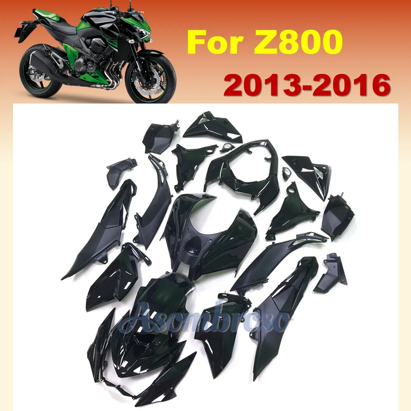 Motorcycle Roadsters Accessories Full Fairing For Z800 2013 2014 2015 2016 Z 800 13 14 15 16 Complete Bodywork | Gloss Black
