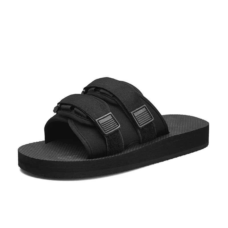 Men's Slippers Beach Summer Black Durable Sandals Unisex Women's Casual Thick Sole Plus Size Men's Outdoor Flat Shoes