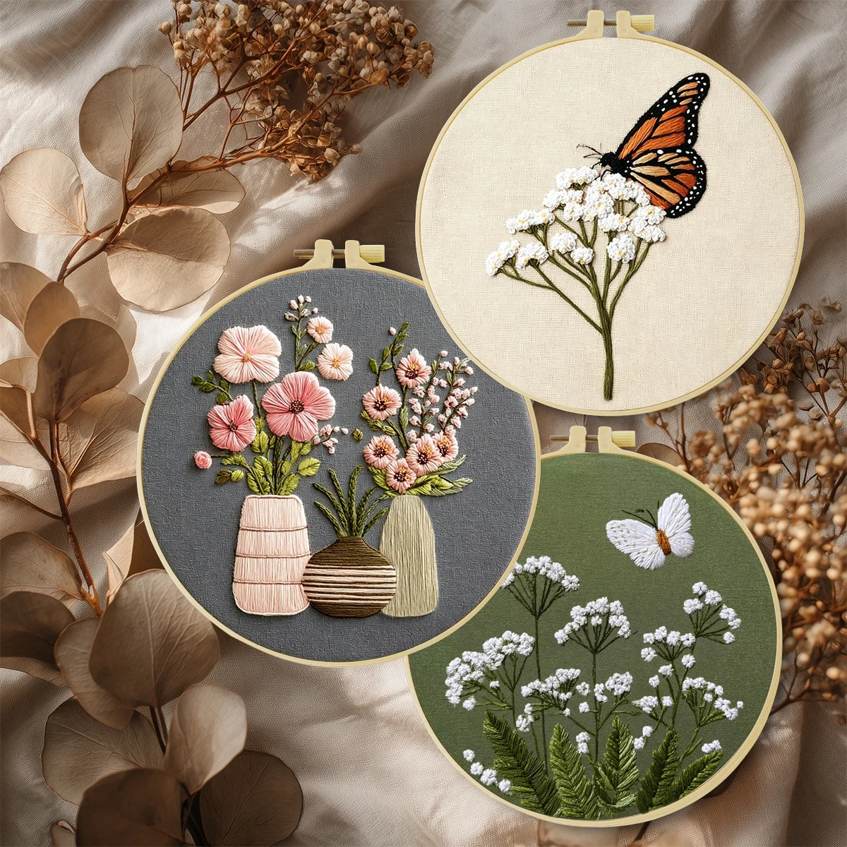 3-teiliges DIY-Stickmaterial-Set für Anfänger, inklusive Nadeln, Fäden, Stick-Starter-Kit, Kreuzstich-Kunst als Geschenk. – Detail 2