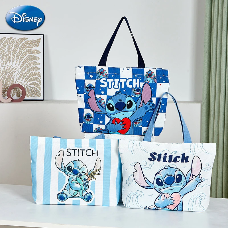 Disney Anime Stitch Cartoon Women's Shoulder Bag Kawaii Donald Duck Girls Canvas Handbags Tote Bag Lotso Shopping Storage Bags