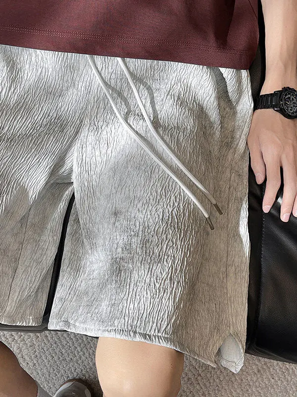 

Летние мужские свободные брюки-шорты 2025 года с эффектом окрашивания, легкие, больших размеров, повседневные, в американском ретро-стиле, с текстурой, длиной до колена