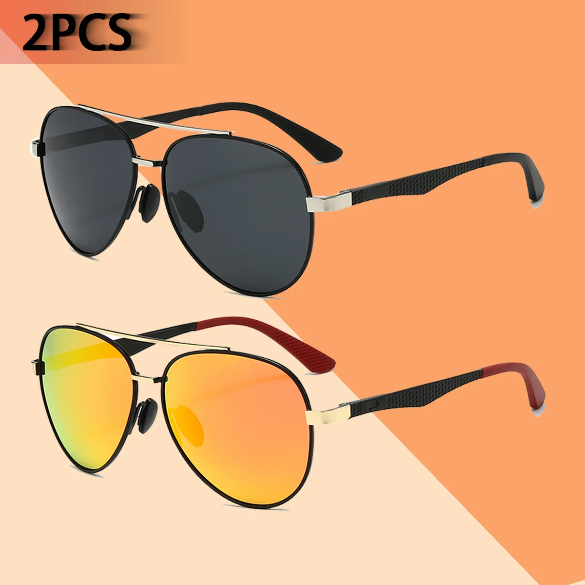 

2 шт. классические мужские очки для вождения с двойным лучом, солнцезащитные очки с защитой от ультрафиолета, солнцезащитные очки High End Sensation