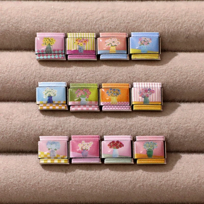 Y2K سحر الباندا الحب البيانو القط كرة القدم الإيطالية سحر الروابط صالح 9 مللي متر سوار الفولاذ المقاوم للصدأ DIY بها بنفسك صنع المجوهرات هدايا عيد الميلاد #2