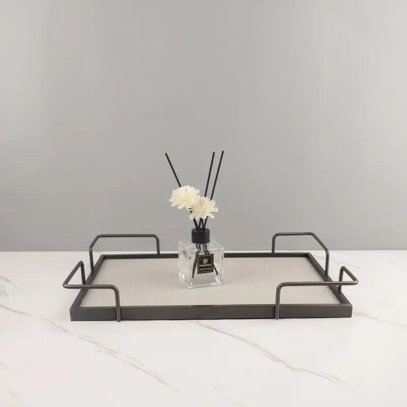 Simple and creative metal leather aromatherapy jewelry storage tray bedroom cloakroom dresser soft home accessories