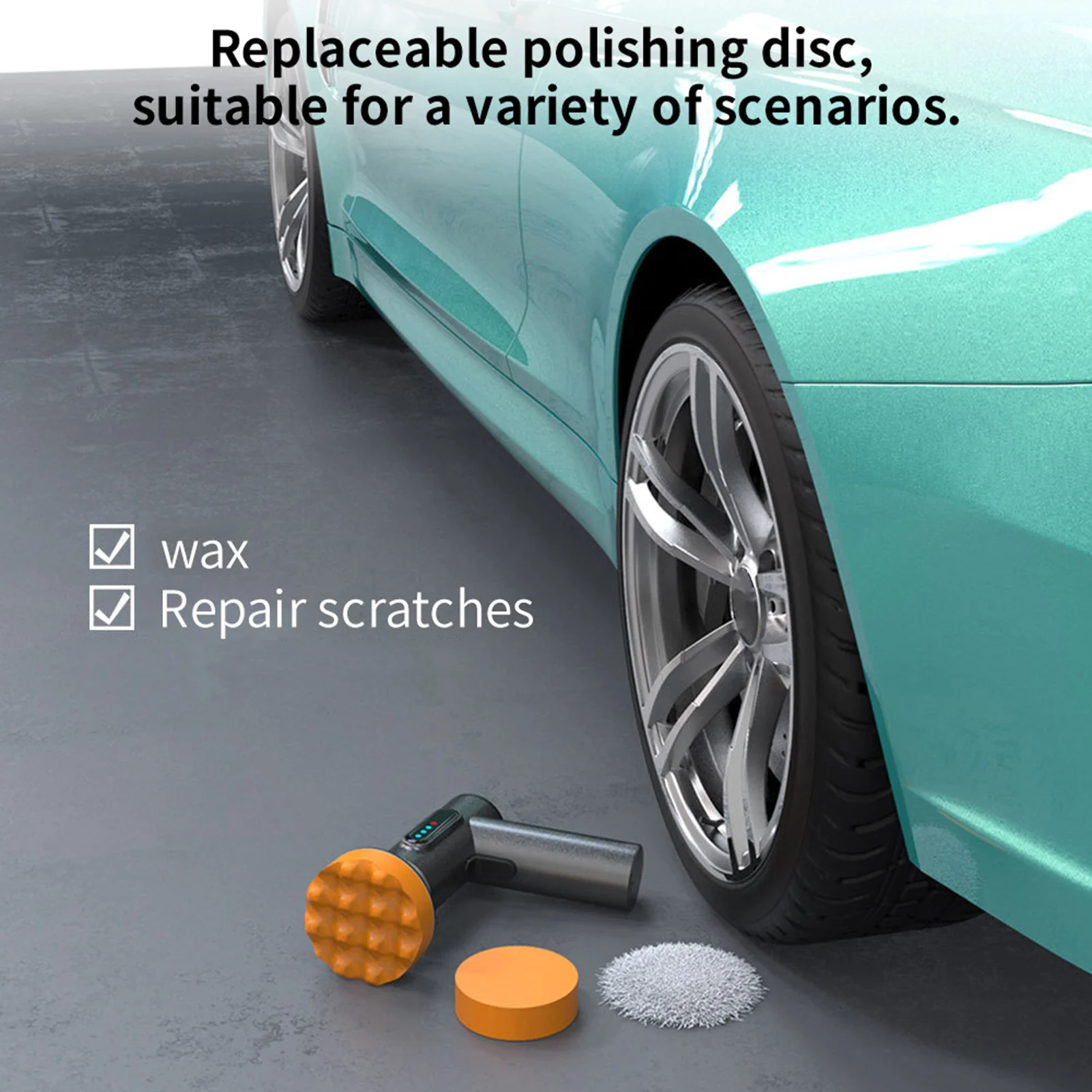 Wireless Car Polishing Machine Cordless Car Buffer Polisher Kit USB Charging Digital Display for Household Car Detailing/Waxing