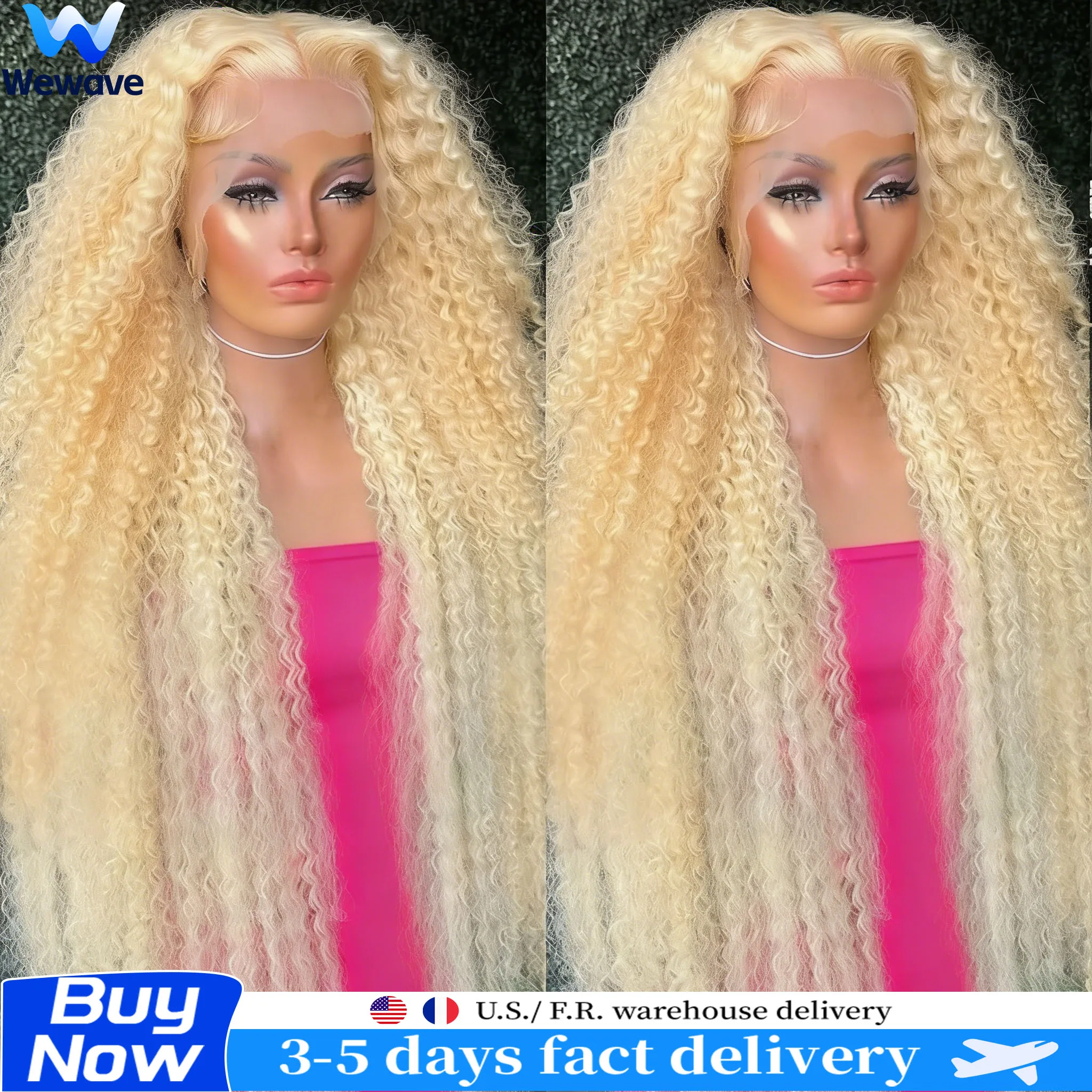 

Wewave Blonde Human Hair Wig 613 HD Lace Frontal Water Wave Curly Wig Deep Wave Wigs 13x6 Brazilian Hair 200% Density
