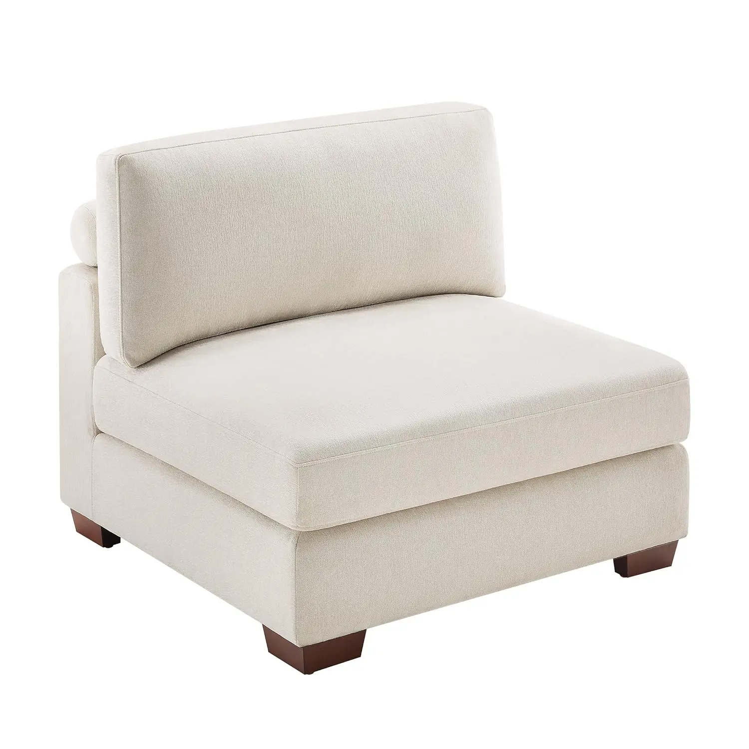 Armless Accent Chair Modular Sofa Wood Frame High-Density Foam Upholstered Lounge Chair 500 lbs White, Customized