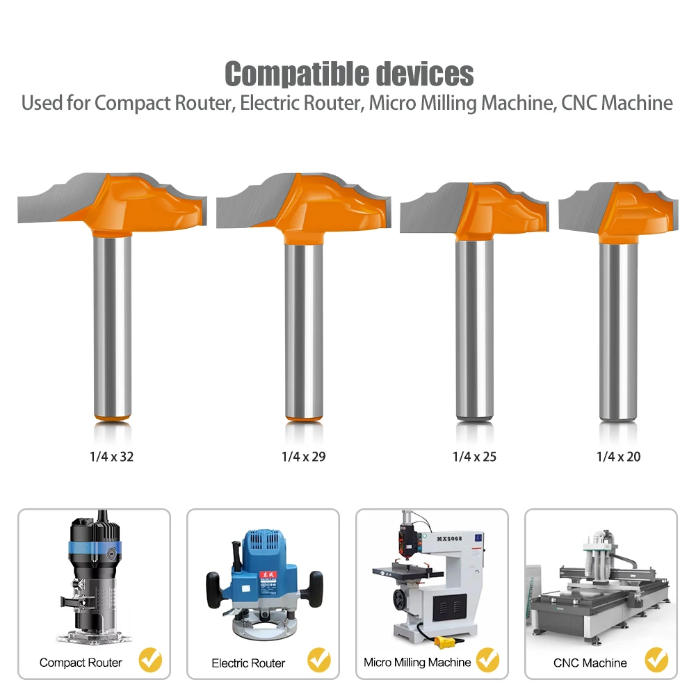 4 Stuks 6 Mm 1/4 "Schacht Kastdeur Router Bit Dunne Dubbele Zijdeur Router Bit Garen Router bit Trimmen Machine Frezen Router Bit