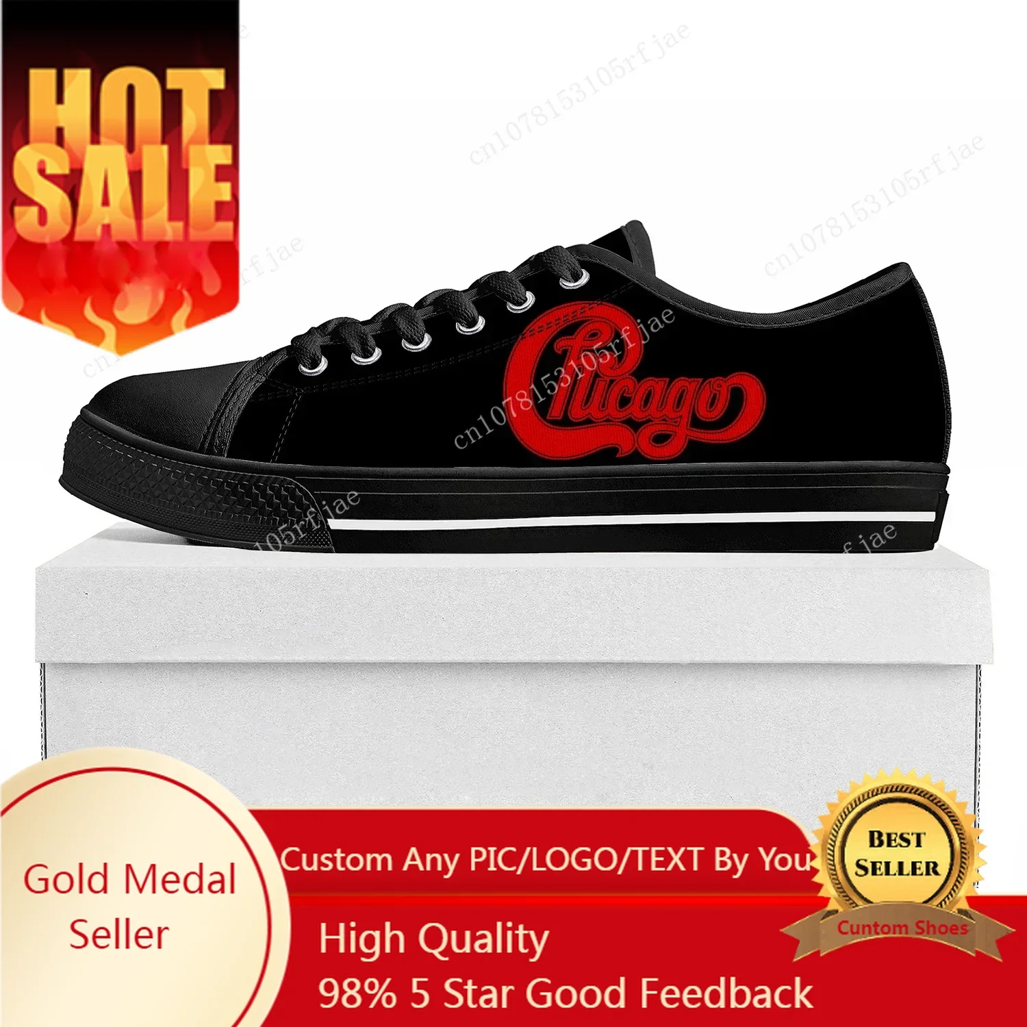 

Chicago Band Rock Band Low Top Sneakers Mens Womens Teenager Canvas Sneaker Casual Couple Shoes Custom Shoe Black