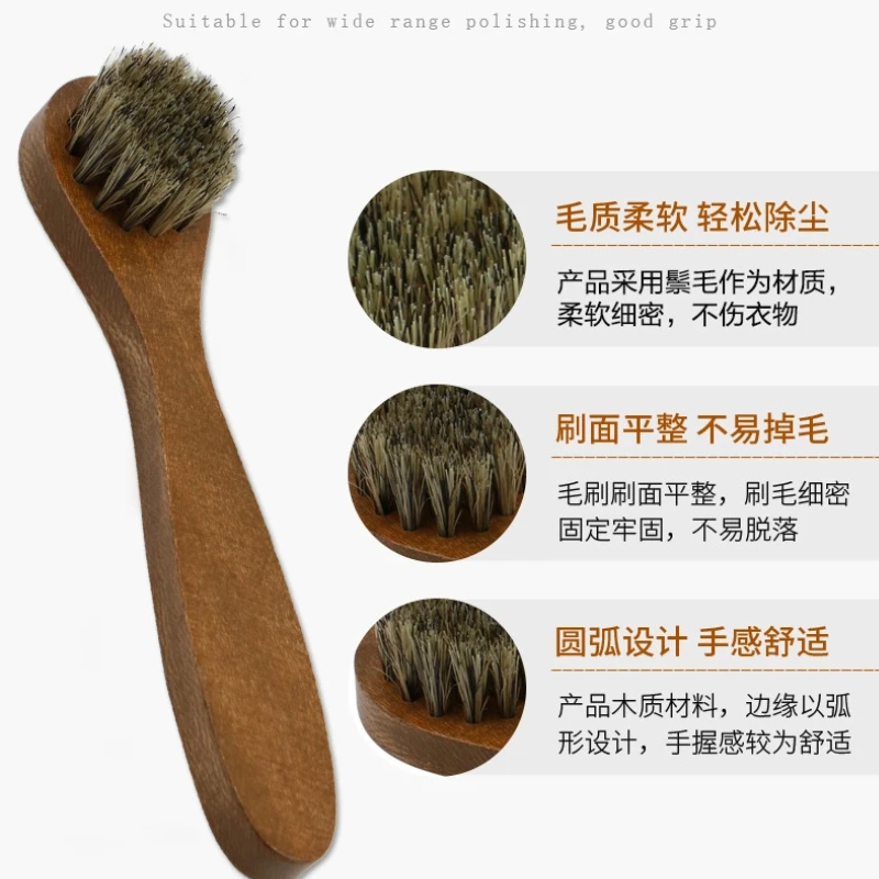 1Pcs Round Head Horse Hair Shoe Brush Leather Cleaning Brush Long-handled Brush For Cleaning Shoes Soft Sneaker Brush Slippers