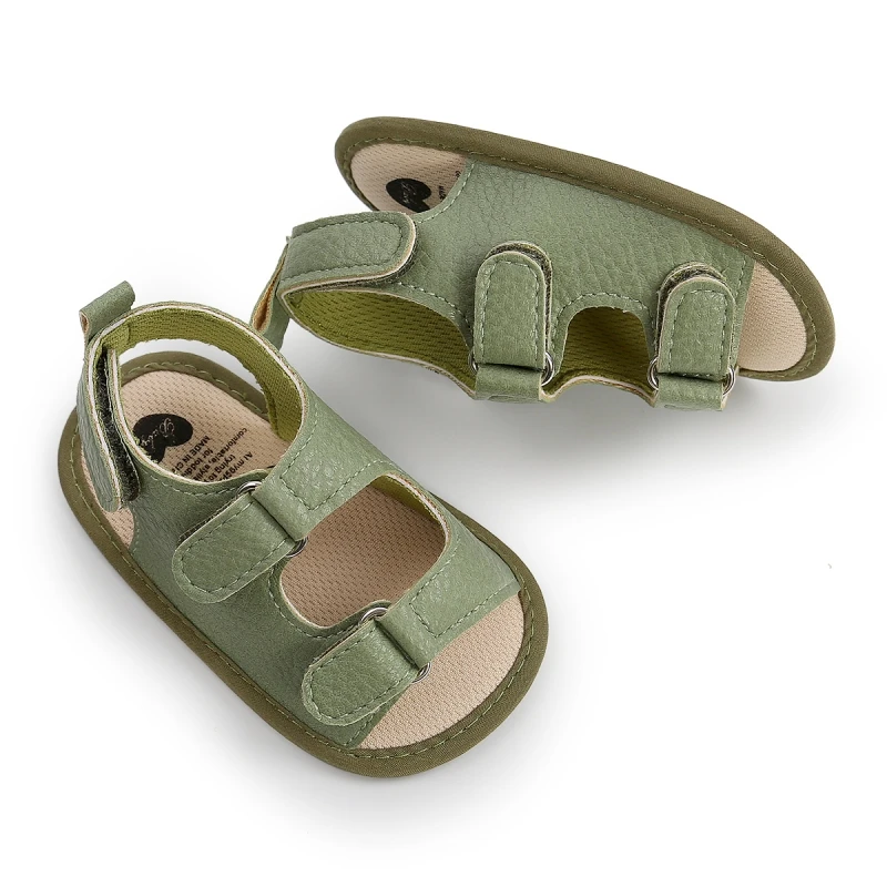 Baywell Stylish Summer Baby Sandals for Boys & Girls Newborn Infant Non-Slip PU First Walkers with Solid Colors 0-18 Months