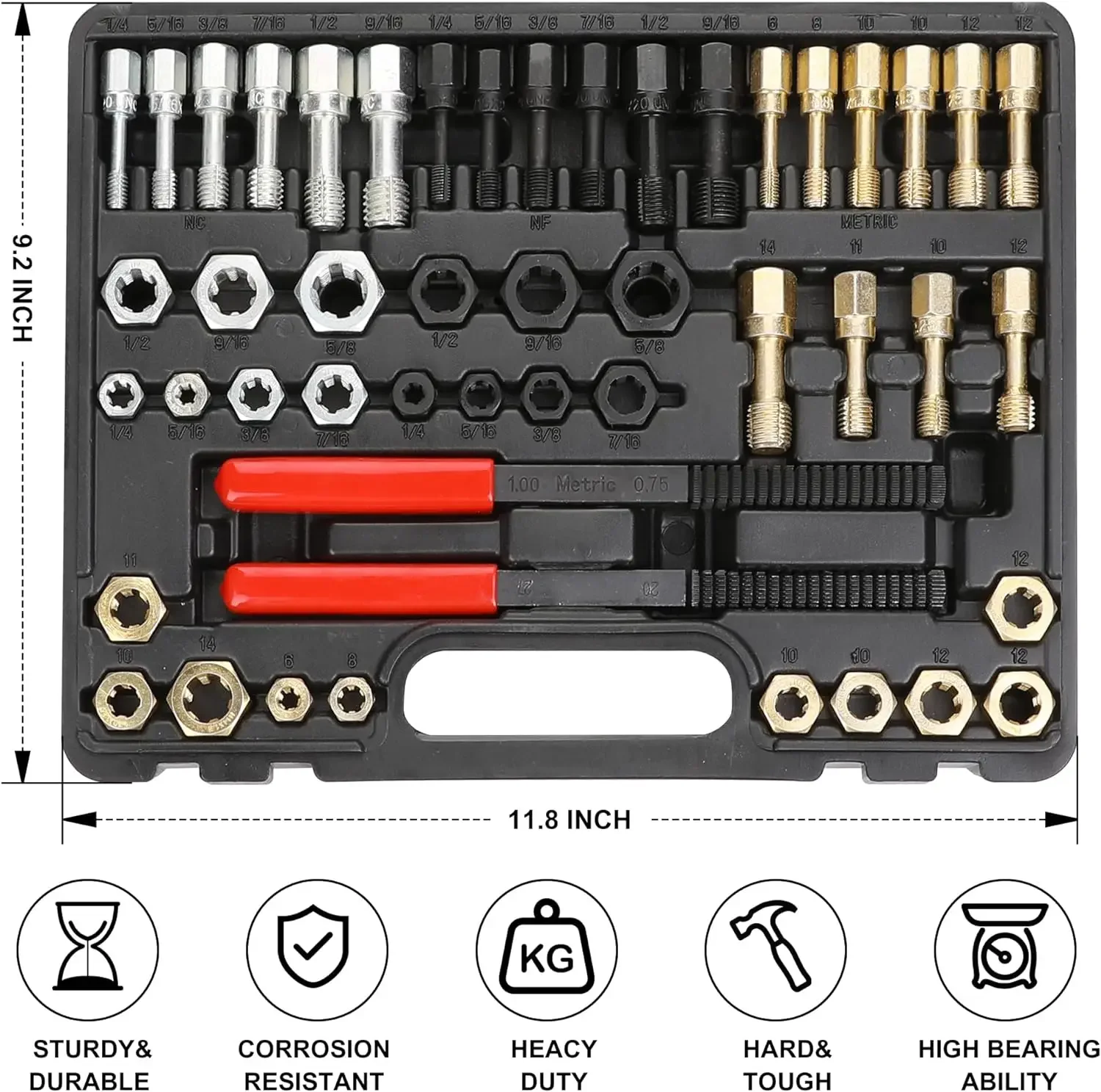 Hromee 49-Piece Thread Chaser Set, UNC UNF&Metric Thread Restorer Tool, Thread Cleaner Rethreading Master Kit