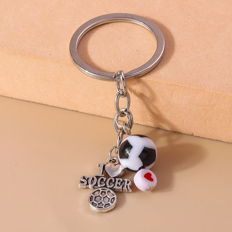 Cute Sports Keychain Funny Baseball Basketball Soccer Charms Keyrings for Women Men Car Key Handbag Hanging Key Chains DIY Gifts