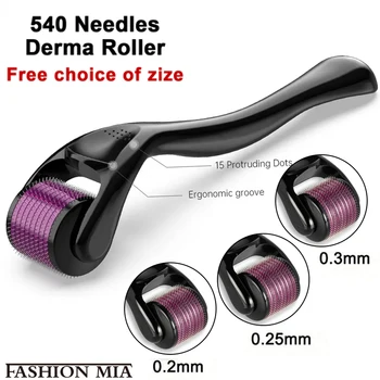 DRS 540 Titanium Derma Roller Hair Growth Beard Microneedle Roller สําหรับบํารุงผิวหน้า Body MTS Micro Needle Roller Treatment