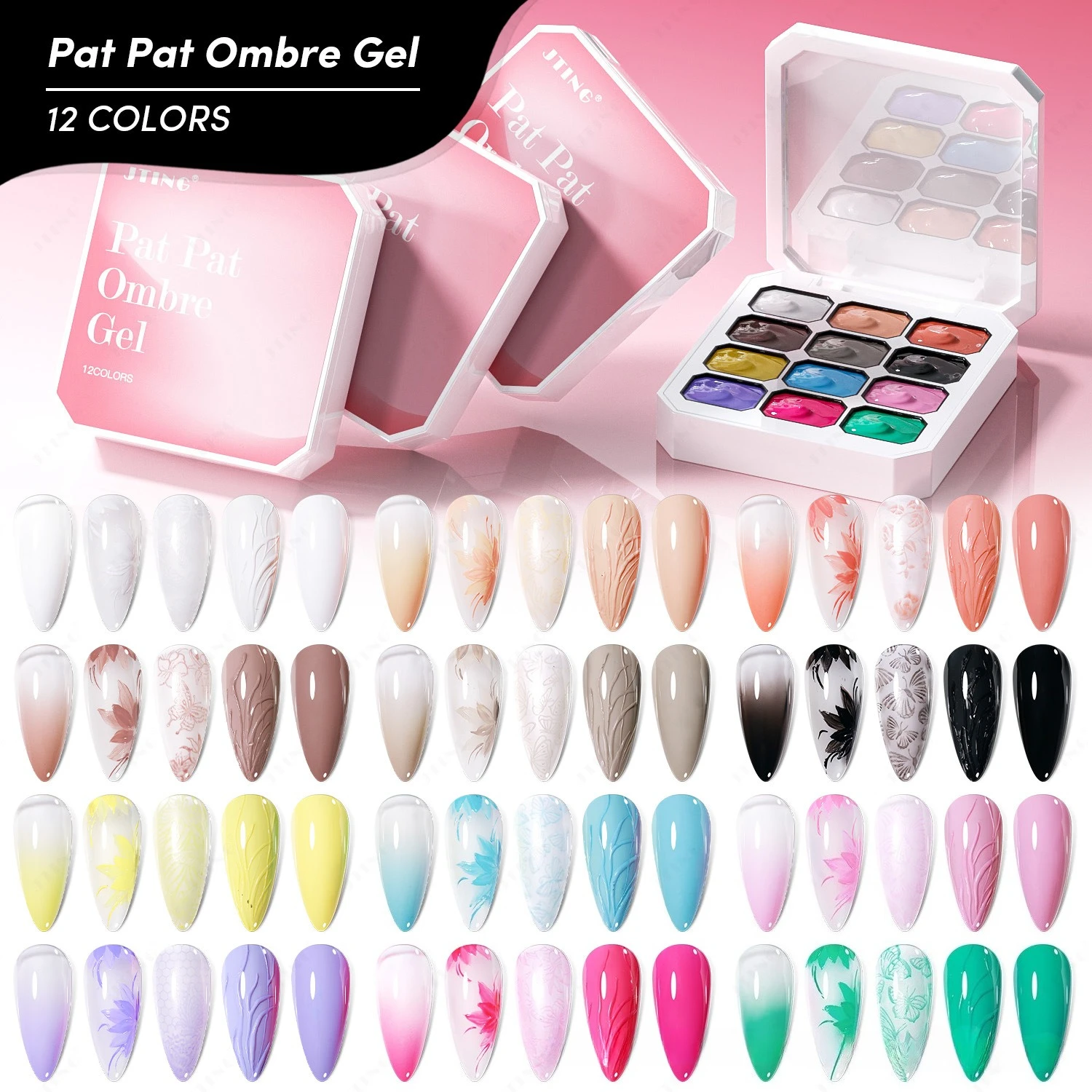 Mini 12 Grid Pat Painting Gel Nail Polish Gradient Effect Nail Art Salon Design Long-Lasting Creamy Texture Smooth Application