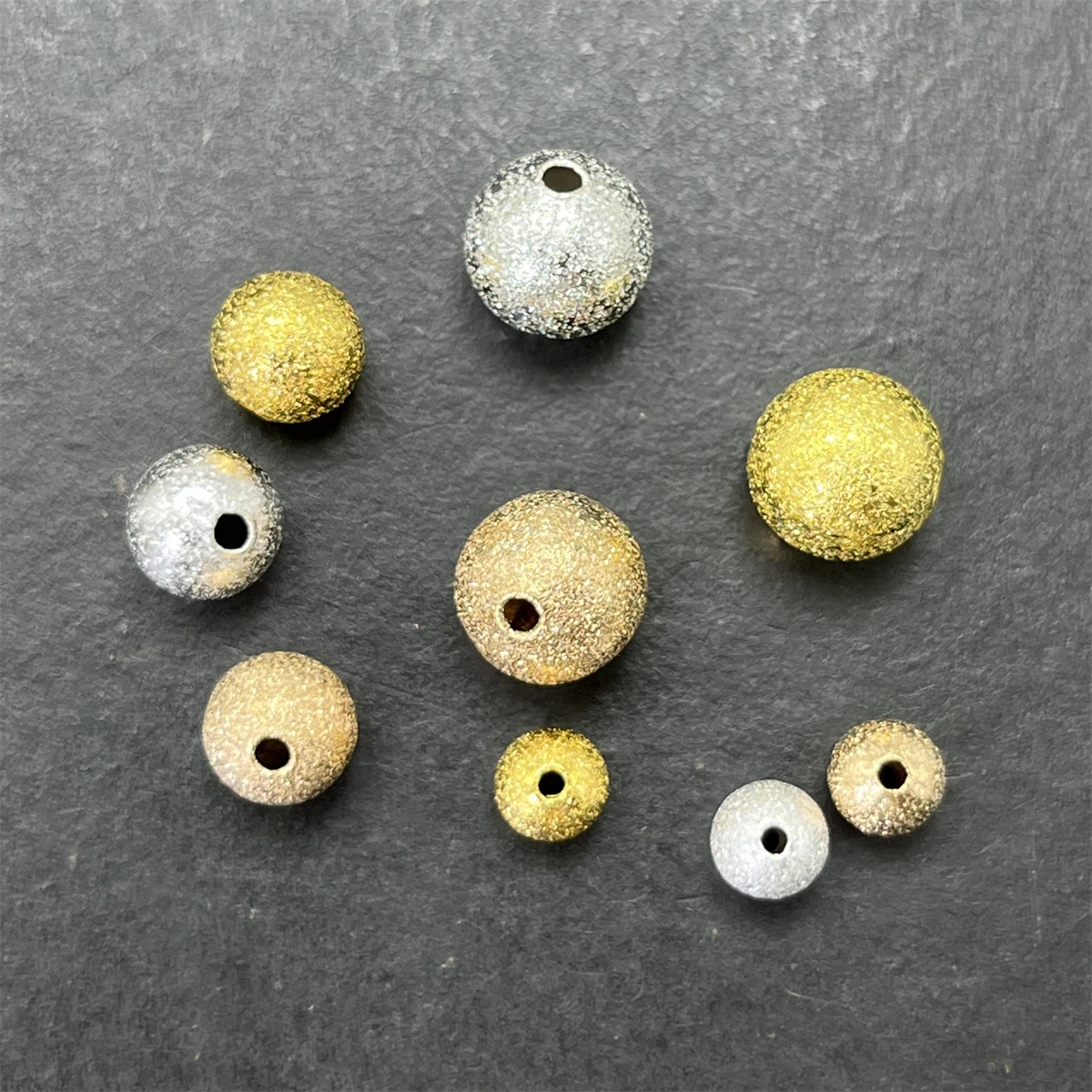 6-10mm 3-color Charm Popular Frosted Spacer Beads For Making Bracelets Necklaces Hollow Gasket Connector Accessories Discovery