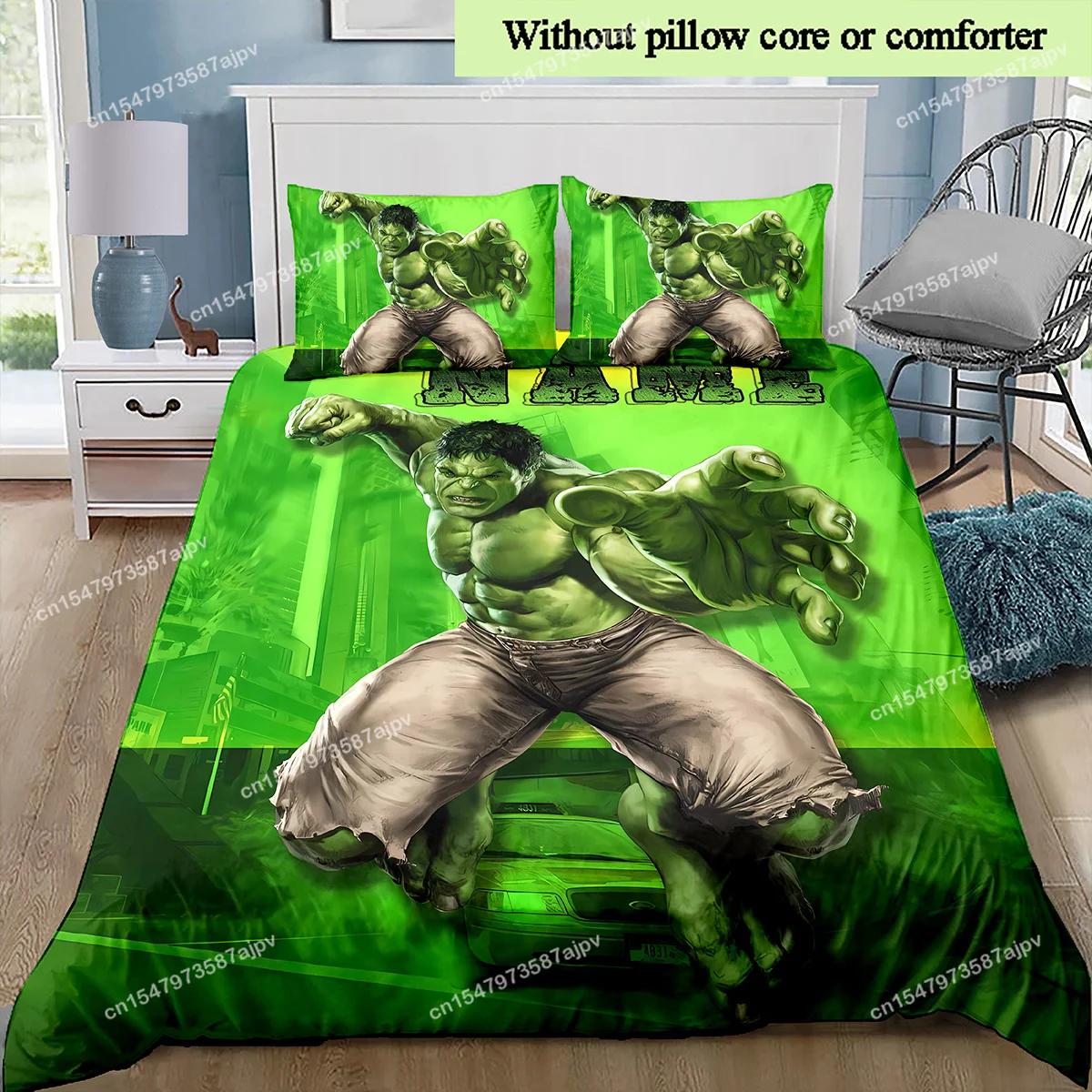 Giant Hulk Custom Bedding Set Superhero Quilt Cover Children Gift (3 Piece Polyester Cover Set, Without Core)-LI