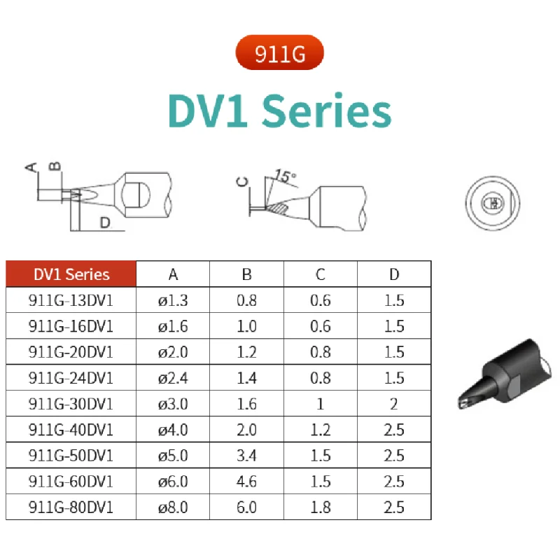 911G Series Lead-free 911G-20DV1/911G-24DV1/911G-16P Welding Head Bit Soldering Iron Tips For Quick Auto Soldering Robot Machine