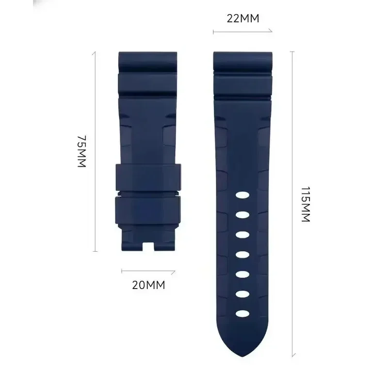 22 24 26mm Premium Waterproof Fluororubber Dive Watch Strap Replacement For Panerai Luminor Submersible PAM441 Lightning Edition