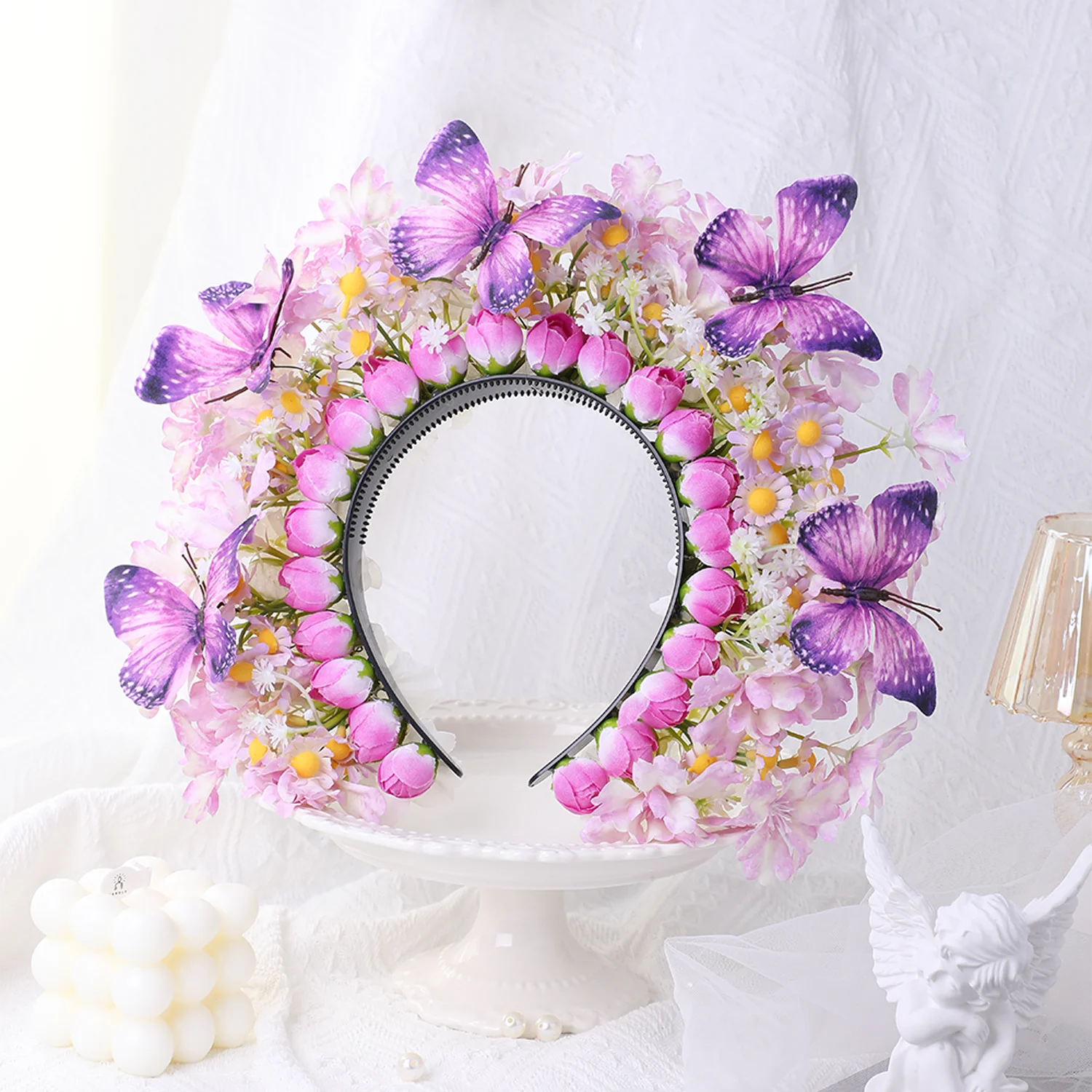 Luxury Handmade Purple Butterfly Flower Hairbands For Women Party Gifts Hair Accessories Hairpin With Flower Decoration Jewelry