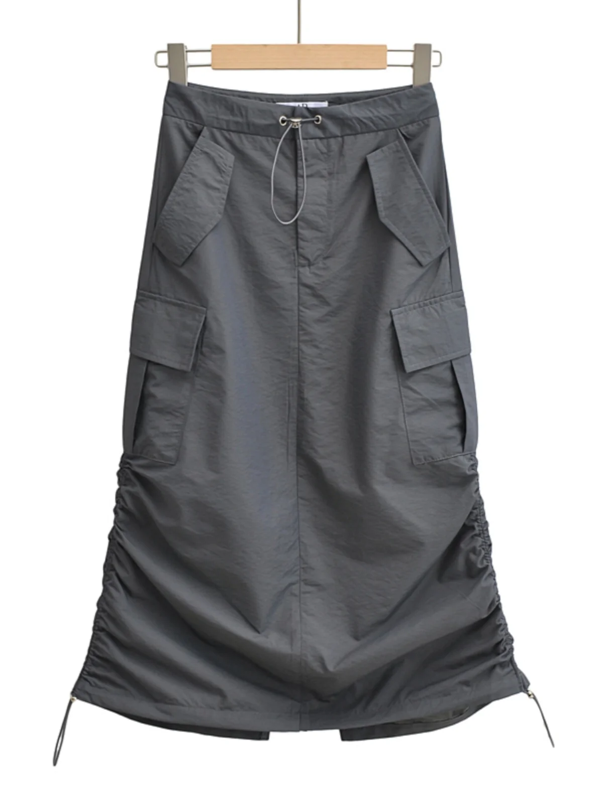 

American Retro Design Sensation 3D Bag Dstring Waist Workwear Skirt Women's Split Long Skirt Spicy Girl Slim Fit Bodycon