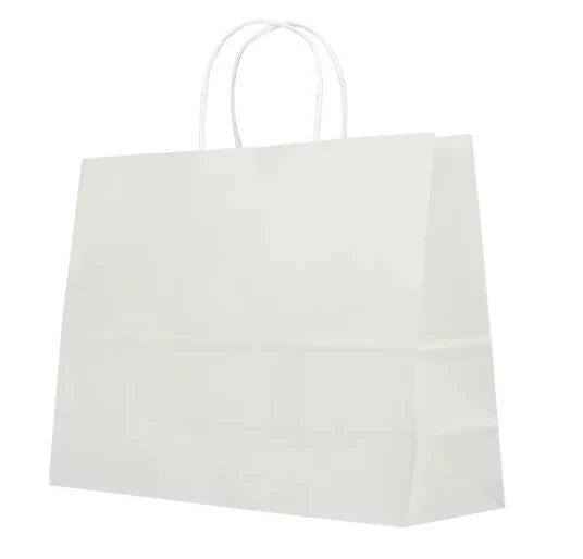 10 Pcs Kraft Paper Bags With Handle Horizontal Version Gift Party Holiday Shopping Package Bags 32*25*11cm