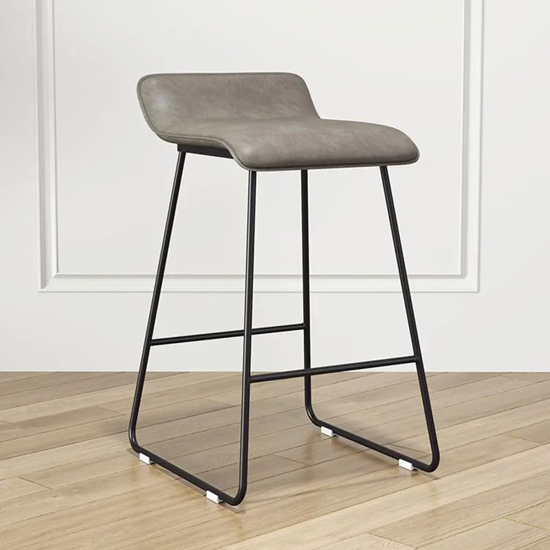 Nordic Iron Frame Bar Stool with Backrest Modern Simple High Seat for Home Front Desk Counter Chair