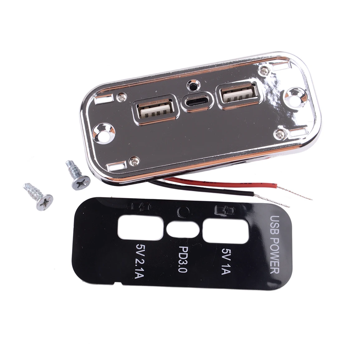 12-24V Dual USB & PD 3.0 Type-C 3 Ports Car RV Motorcycle Fast Charger Socket Power Outlet Fit For Buses Boats Marines