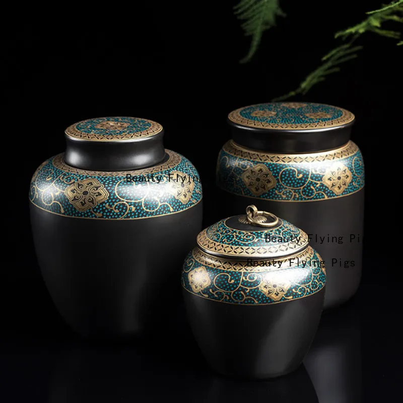 Chinese Style Ashes Urn for Human Cremation Pet Ashes Holder Keepsake Memory Pal Ashes Ceramic Urns Casket for Dog Cat Bird Urn