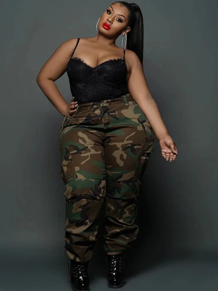 Wmstar Plus Size Broek Vrouwen Camouflage Cargo Casual Losse Jogging Broek Fashion Street Wear Groothandel Dropshipping Nieuwe Stijl