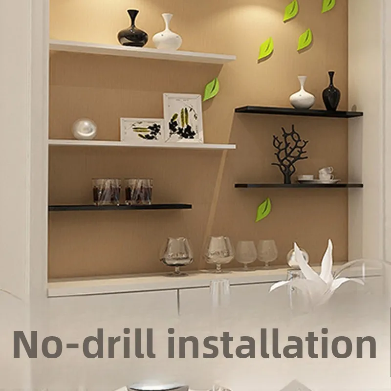 

Simplified Modern Wall-Mounted Shelf No-Drilling Living Room Bedroom Kitchen Decorative Storage Rack Economical Folding Design