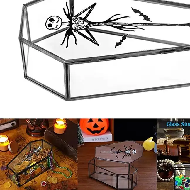 

Gothic Black Glass Jewelry Box Coffin Trinket Holder Small Display Case Gift Boxes Decorative Storage Box Halloween Candy Box