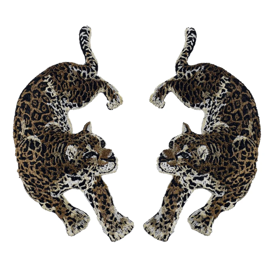 1 par de parches de tela con estampado de leopardo bordados para coser ropa camisas accesorios de ropa parches