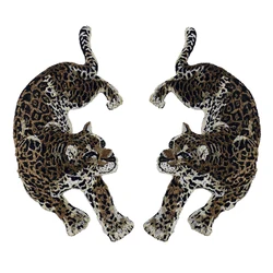 1 Pair Of Leopard Print Fabric Patches Embroidered For Sewing Clothes Shirts Clothing Accessories Patches