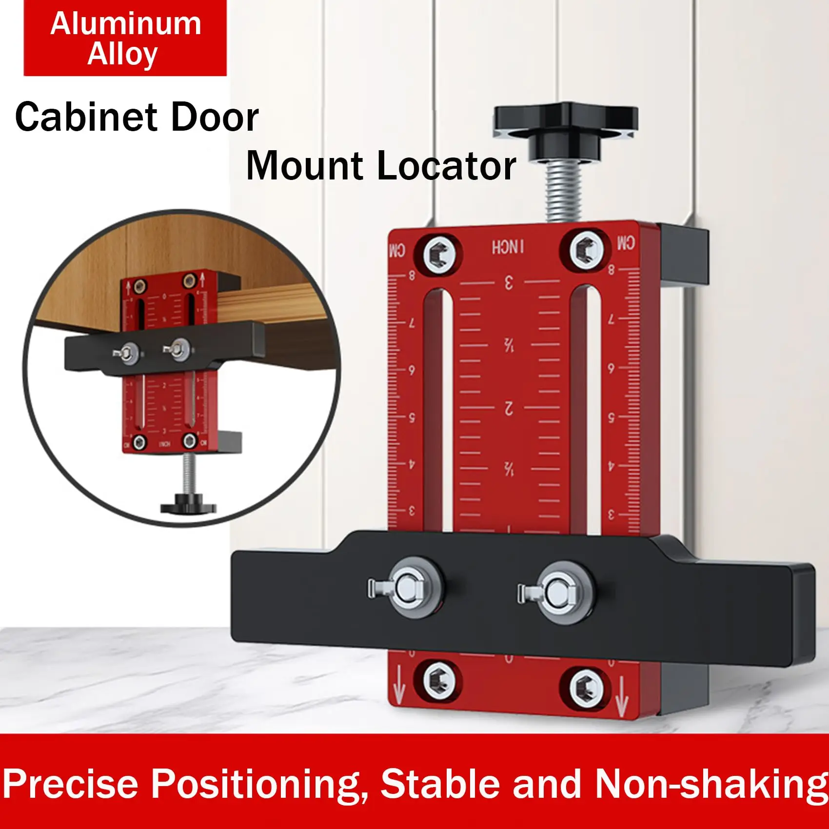 

Cabinet Door Mounting Jig Aluminum Alloy Installation Positioner Cabinet Hardware Jig For 10-60mm Framed Frameless Cabinets