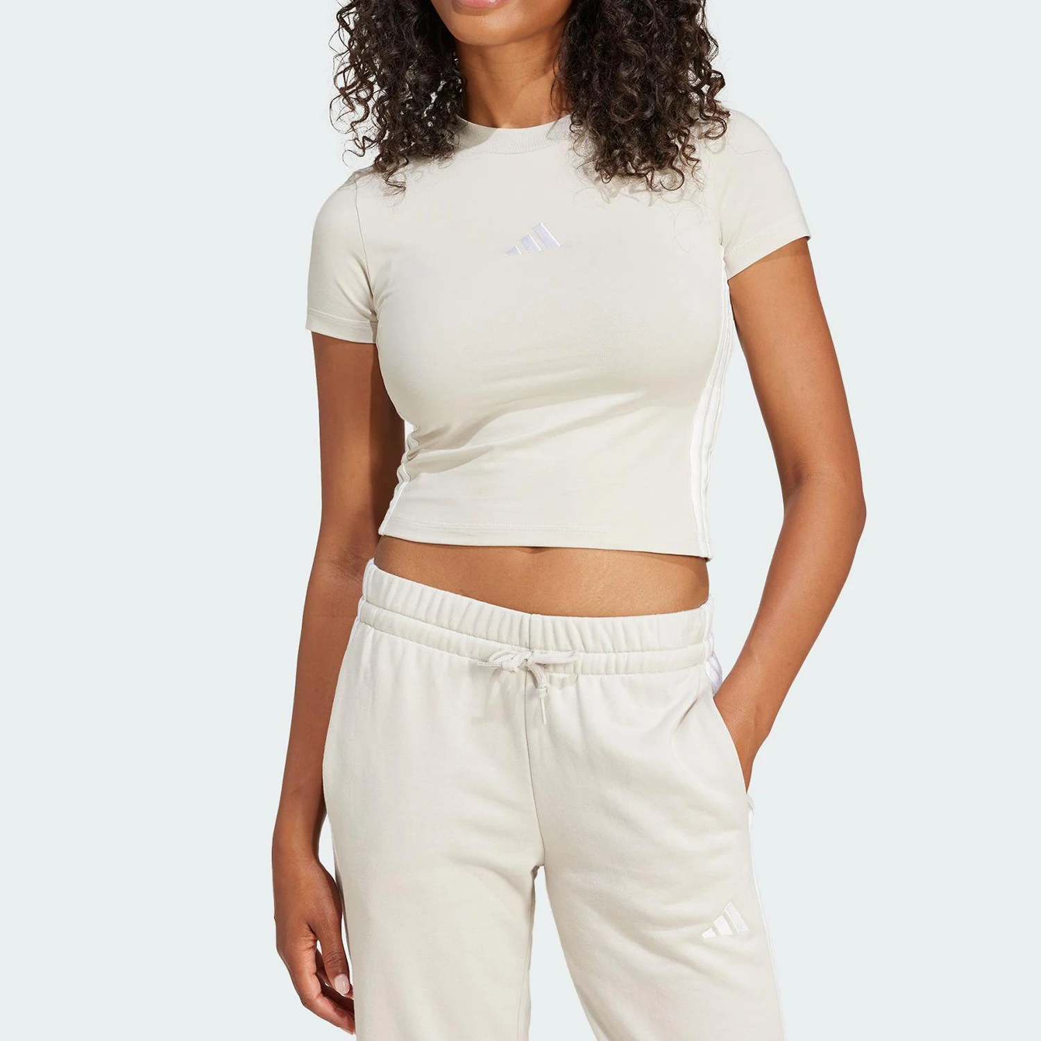 

Adidas genuine 2025 Spring & Summer New Women's Knitted Slim Fit Short Sleeve JE1247