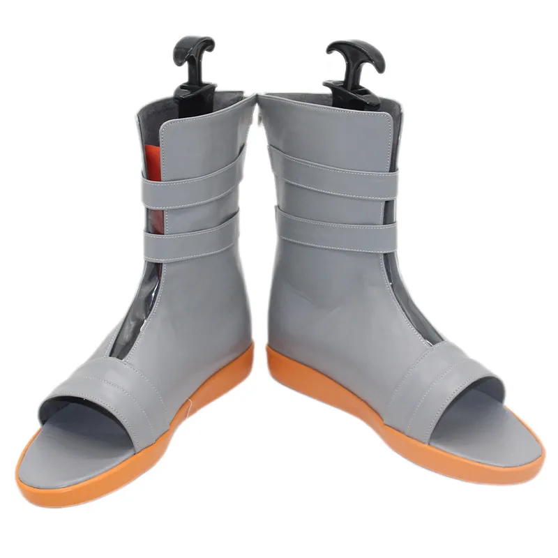 Anime GACHI AKUTA ‌August Cosplay Shoes Gray OrangBoots For Women Men Halloween Carnival Party Shoes Handmade Faux Leather Boot