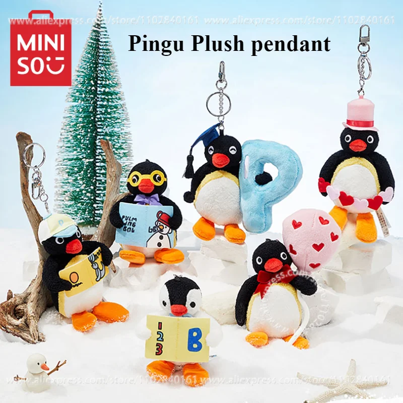 MINISO Pingu Penguin czytanie + bicie serca seria pluszowy wisiorek dekoracja torby brelok lalka zabawka prezent urodzinowy dla dziewczyny