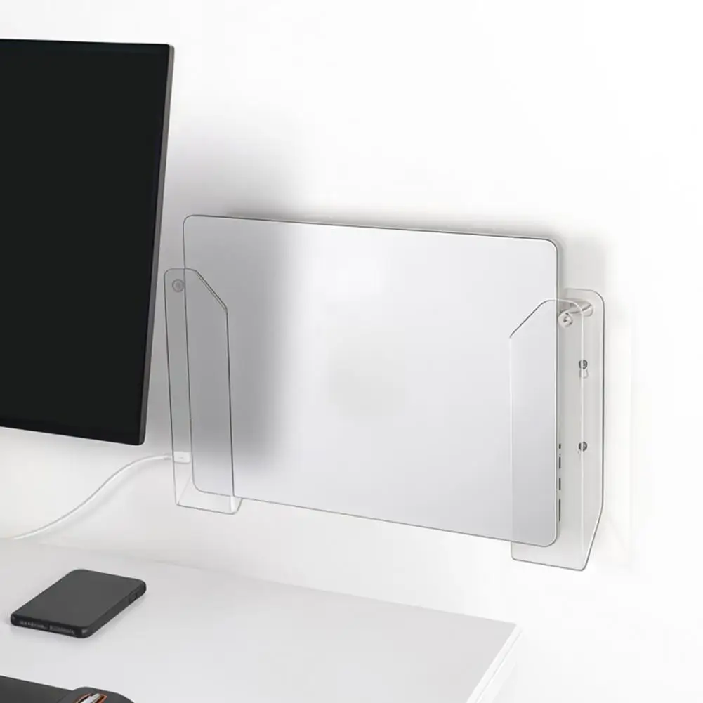 Bedroom Tablet Wall Mount Acrylic Laptop Wall Mount Holder Adjustable Space-saving Stand Dual Installation Organizer for Office
