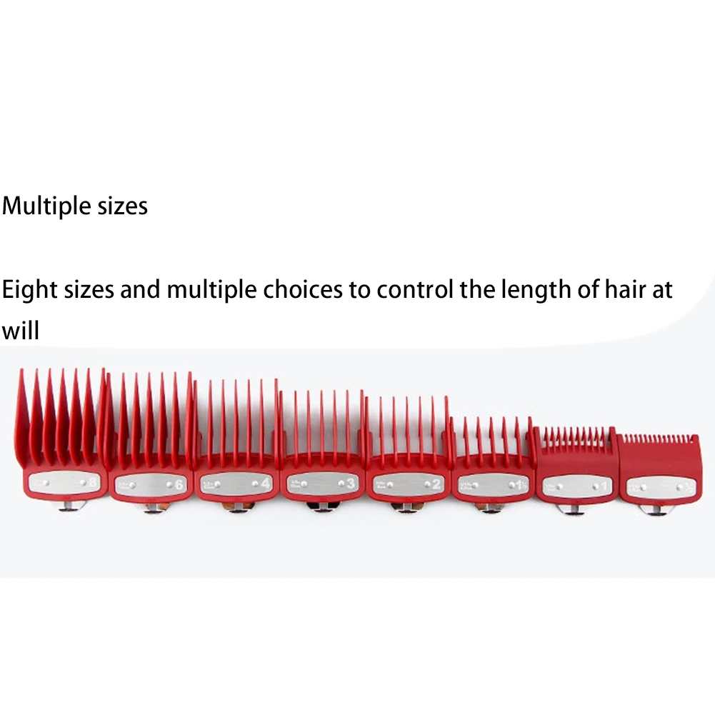 8 قطع مشط دليل القطع لـ Wahl مع مشبك معدني 3171-500، يناسب مقصات Wahl متعددة الحجم باللون الأحمر