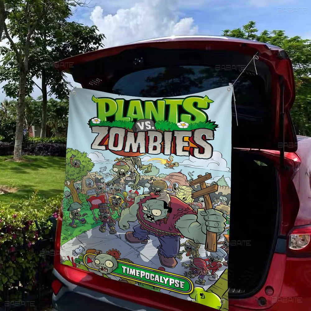 P-Plant Vs Z-Zombie Large Size Flags Printing Patterns Interesting Birthday Party Decorations Banner