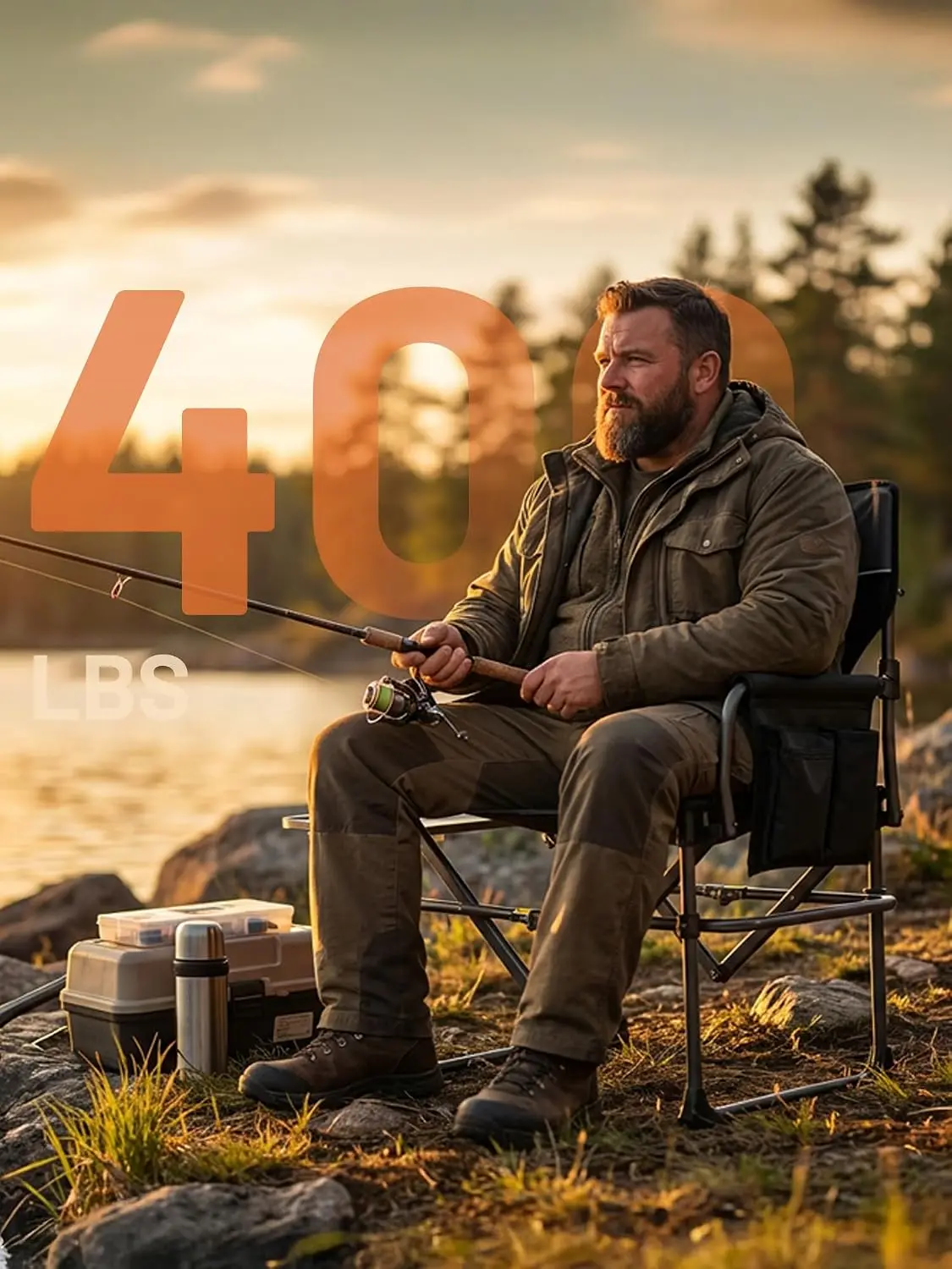 400lbs Heavy Duty Camping Chair Portable Directors Chair | Folding Camp Chair with Side Table & Pocket Compact Size for Outdoor,
