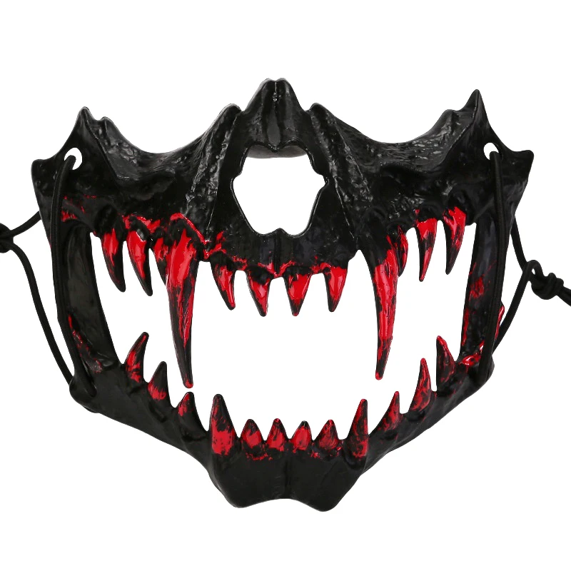 Halloween Mask Half-face Mask Cos Dragon God Fierce Tiger Night Fork Tengu Man Wolf Mask Performance Skull Masks