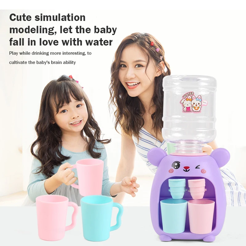 Mini Water Dispenser for Children Cute Cold/Warm Water Juice Milk Drinking Fountain Simulation Cartoon Kitchen Toys for Kid Gift