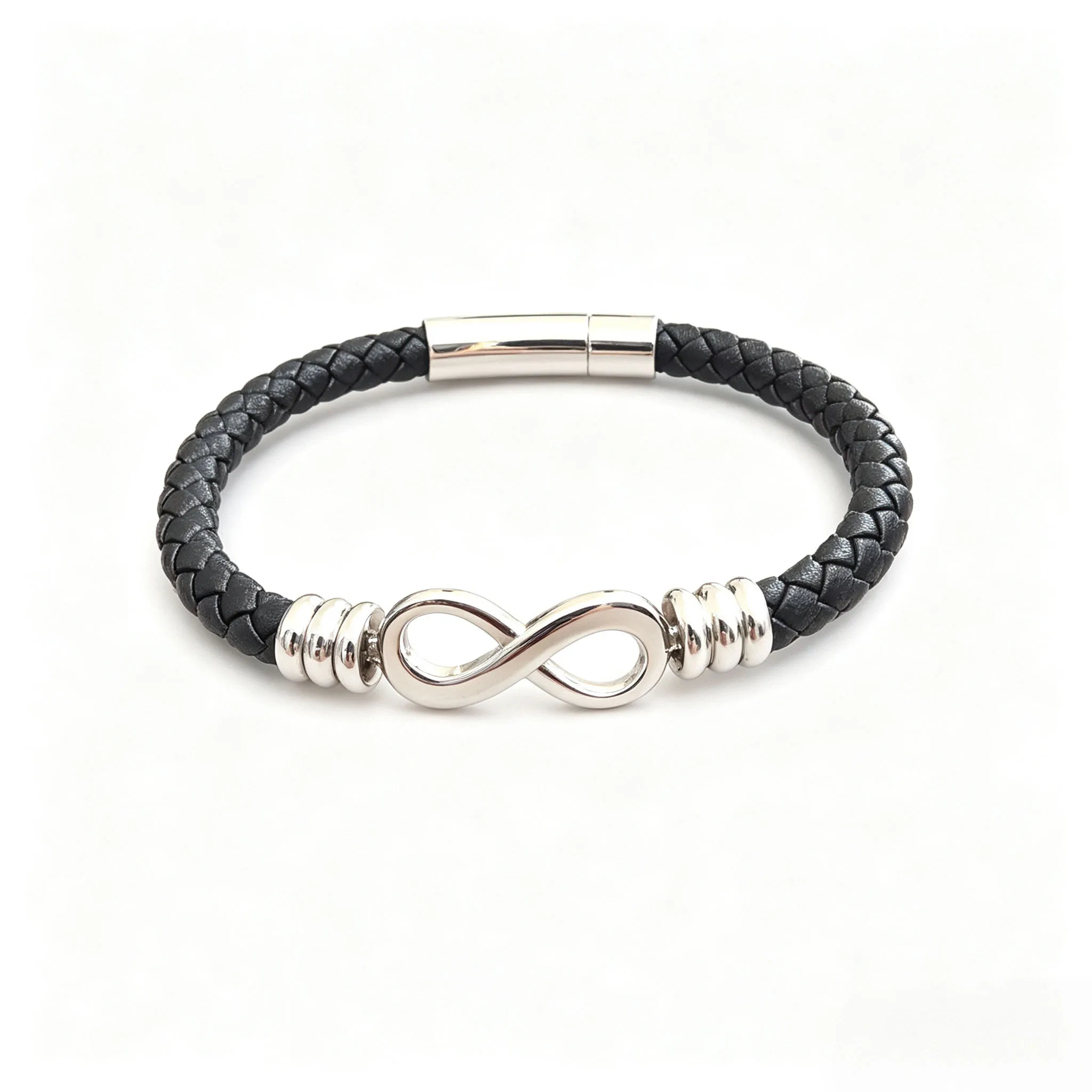 Simplicity and luxury, infinite knot woven leather rope bracelet, stainless steel for long-term wear, not easy to rust bracelet